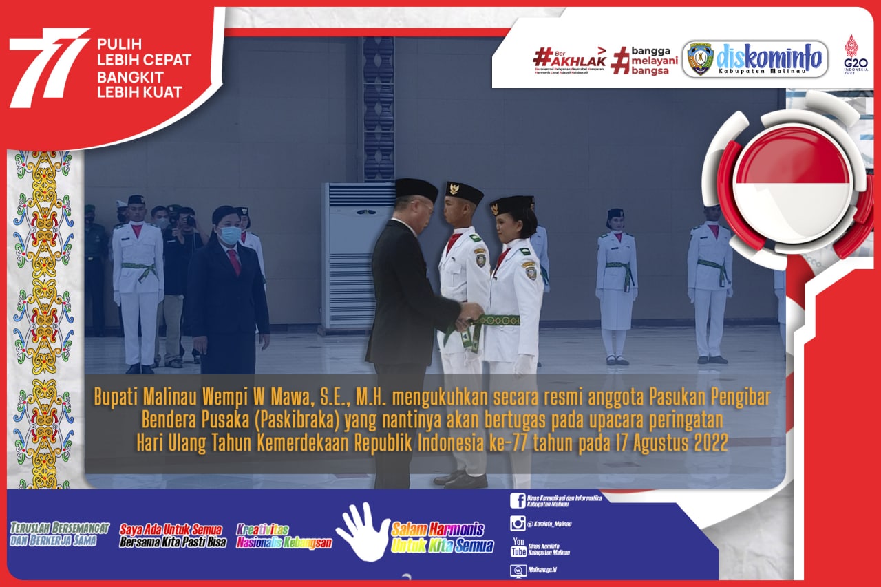 Rangkaian HUT Kemerdekaan RI, Bupati Kukuhkan Paskibraka Malinau main image