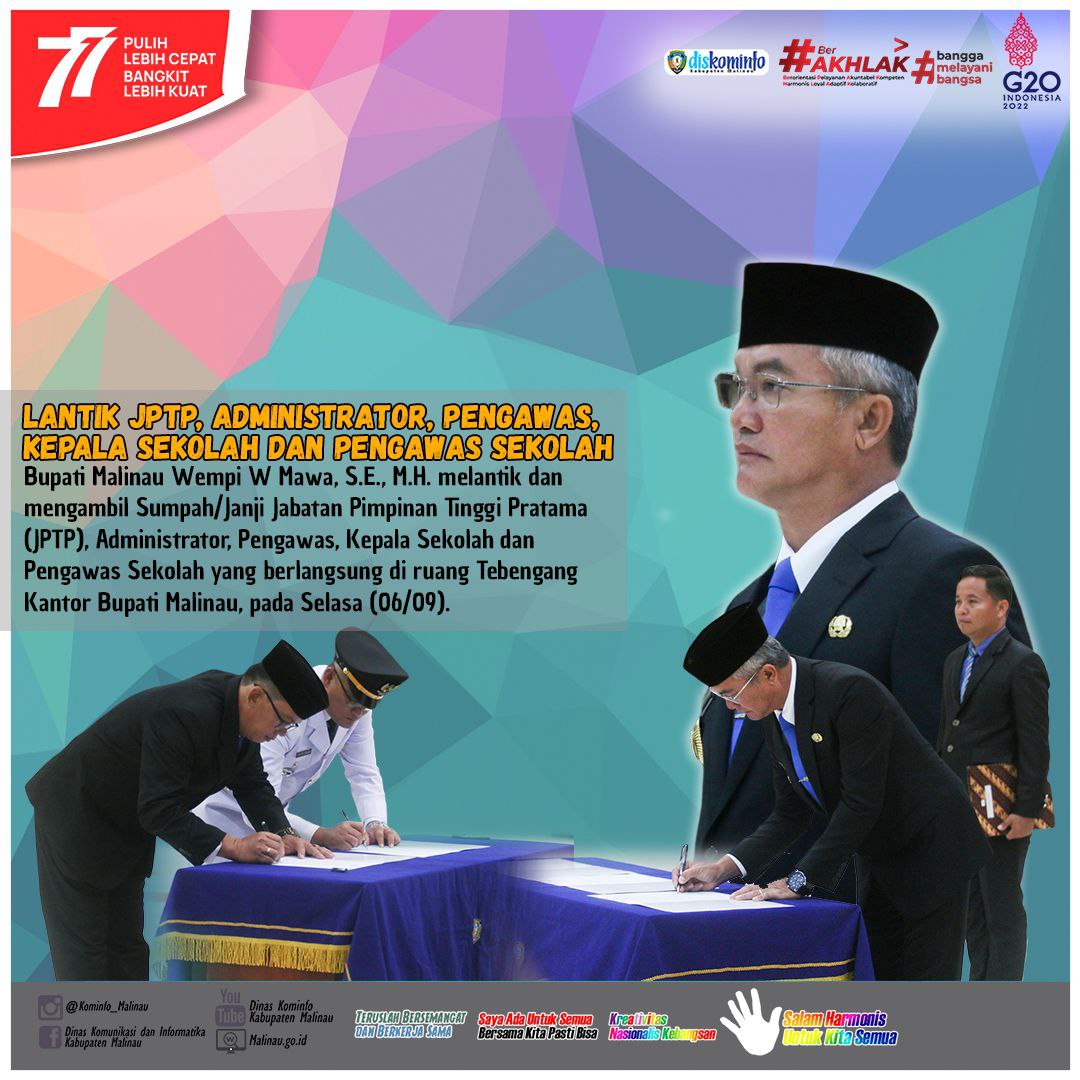 Bupati Lantik JPTP, Administrator, Pengawas, Kepala Sekolah dan Pengawas Sekolah main image