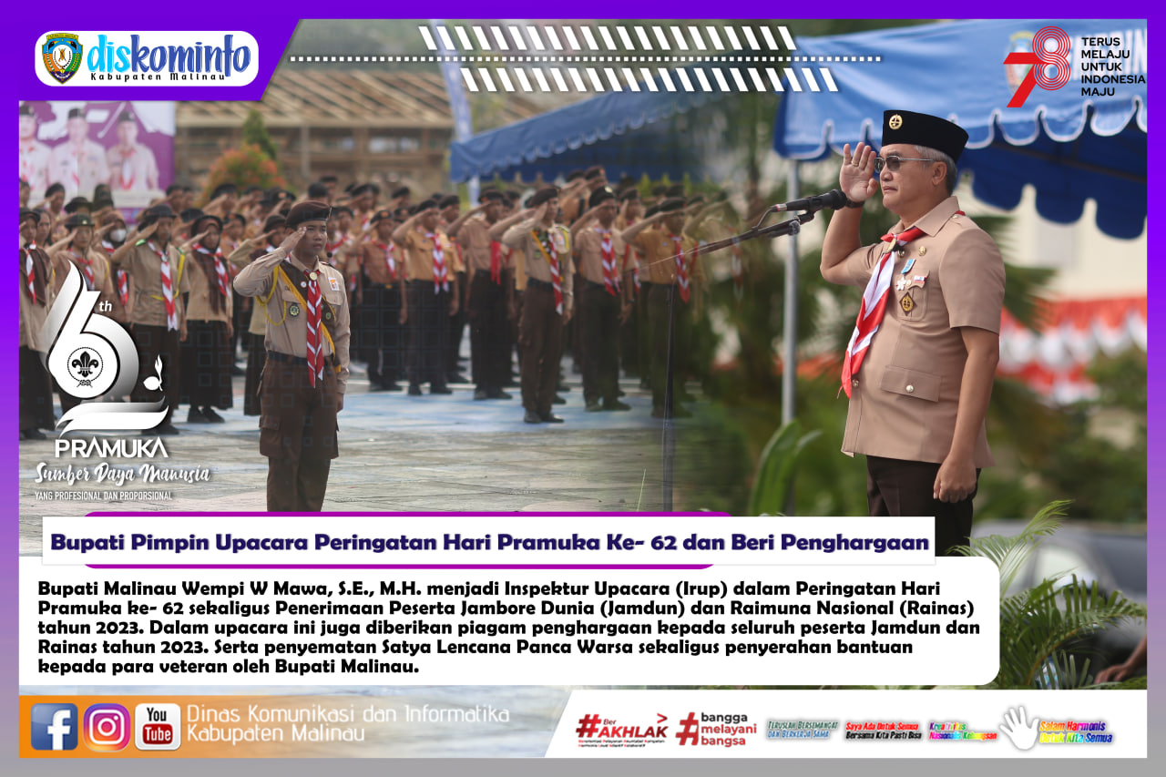 Bupati Pimpin Upacara Peringatan Hari Pramuka Ke- 62 dan Beri Penghargaan main image