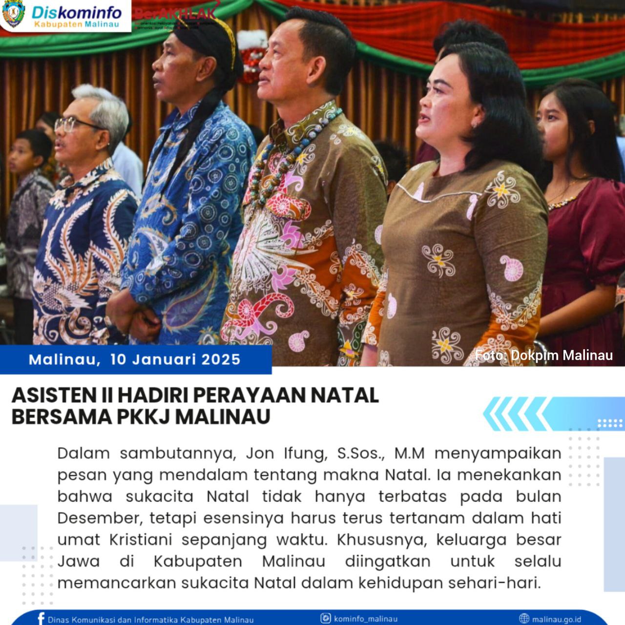 Asisten II Hadiri Perayaan Natal Bersama PKKJ Malinau main image