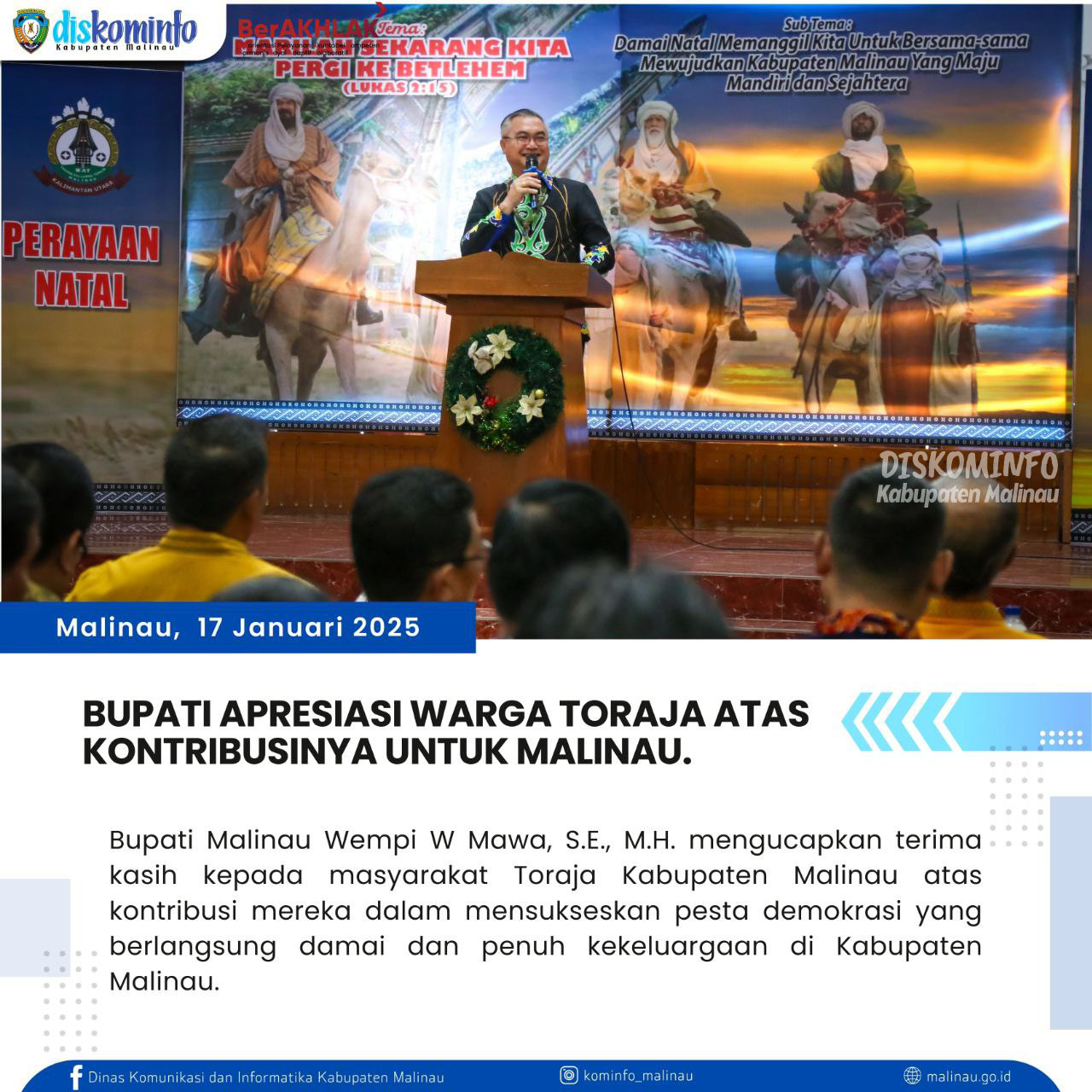 Bupati Apresiasi Warga Toraja Atas Kontribusinya Untuk Malinau main image