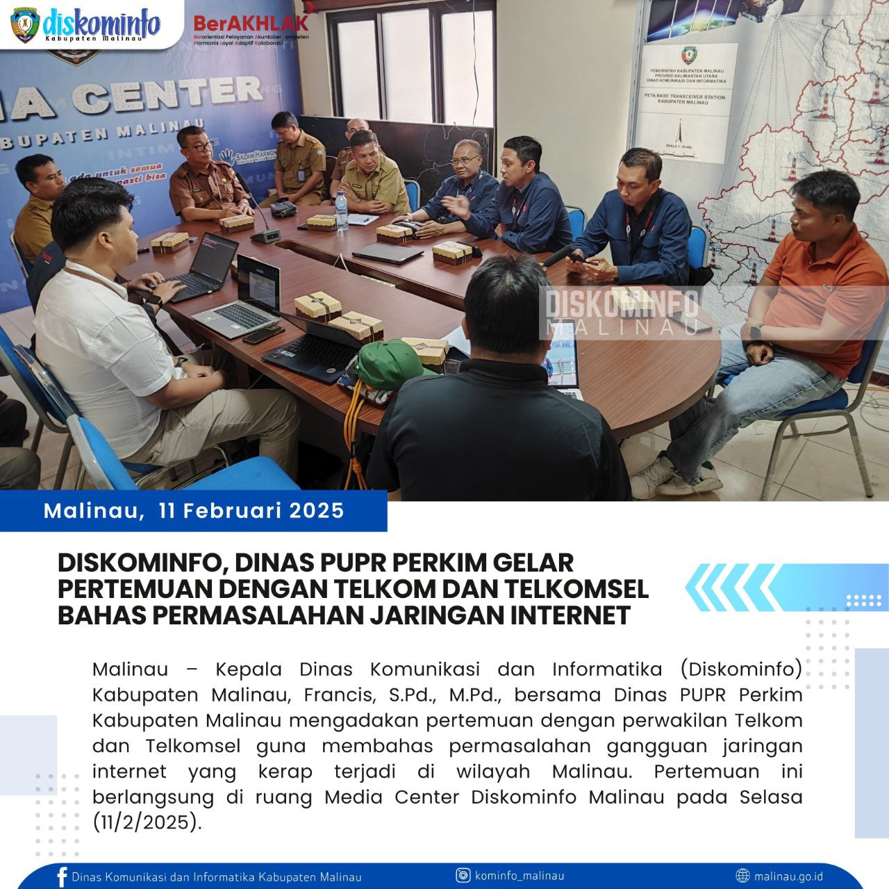 Diskominfo, Dinas PUPR Perkim Gelar Pertemuan dengan Telkom dan Telkomsel Bahas Permasalahan Jaringan Internet main image