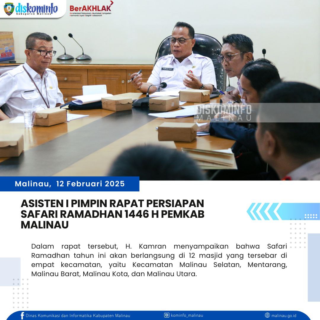 Asisten I Pimpin Rapat Persiapan Safari Ramadhan 1446 H Pemkab Malinau main image