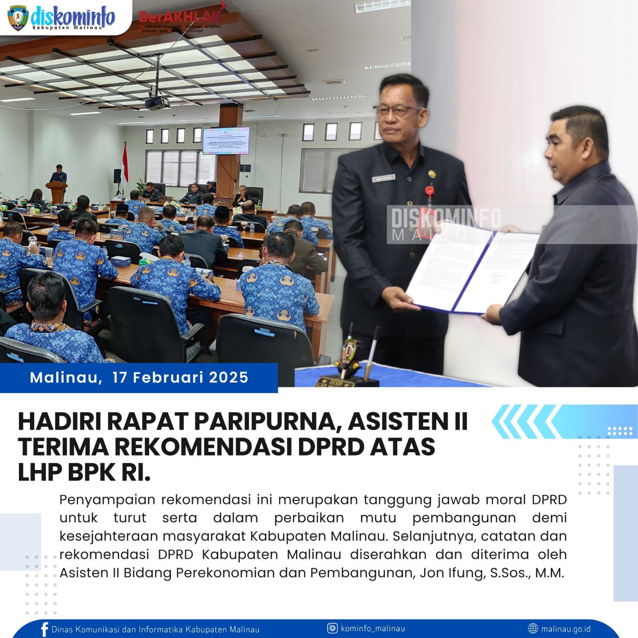 Hadiri Rapat Paripurna, Asisten II Terima Rekomendasi DPRD Atas LHP BPK RI main image