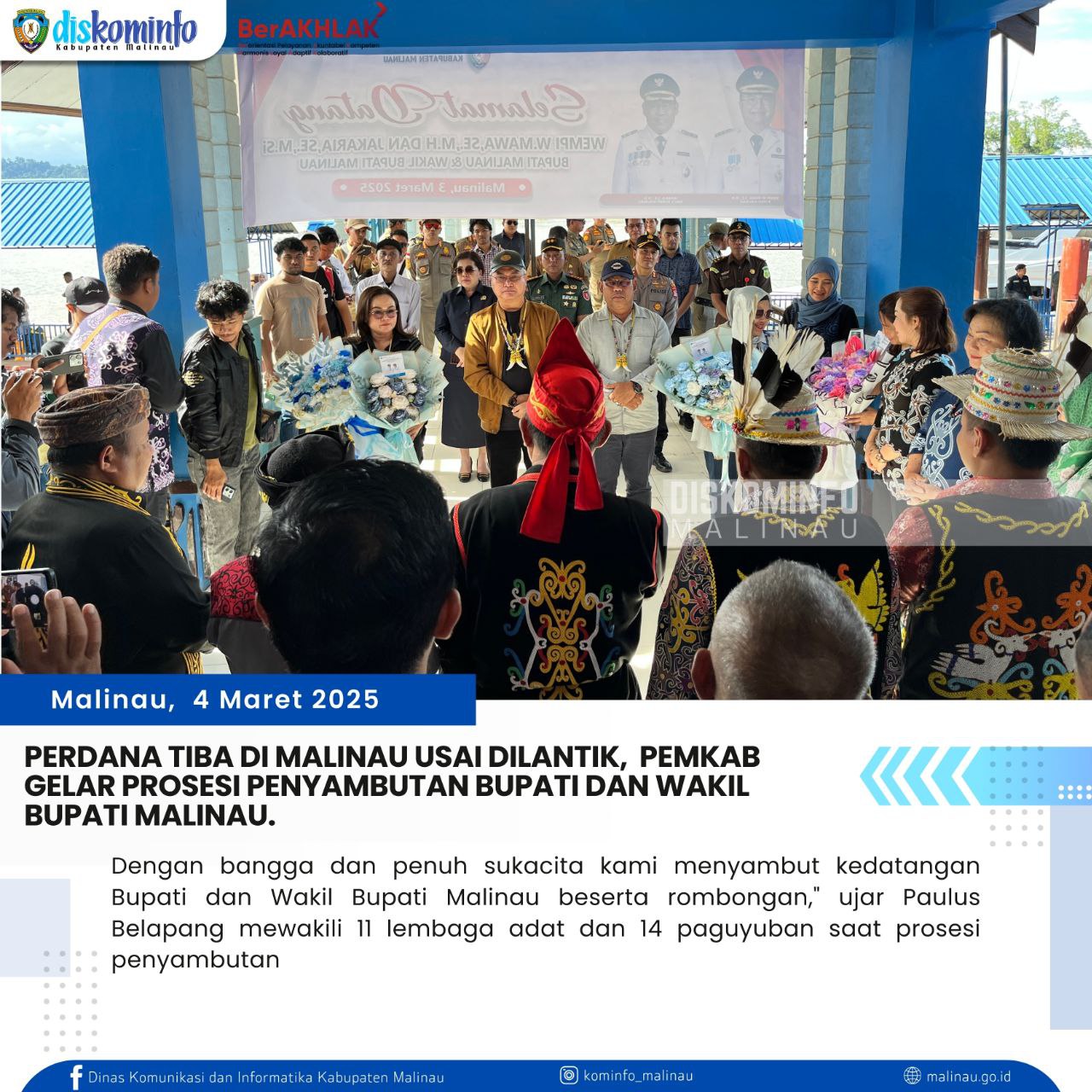 Perdana Tiba Di Malinau Usai Dilantik, Pemkab Gelar Prosesi Penyambutan Bupati dan Wakil Bupati Malinau main image