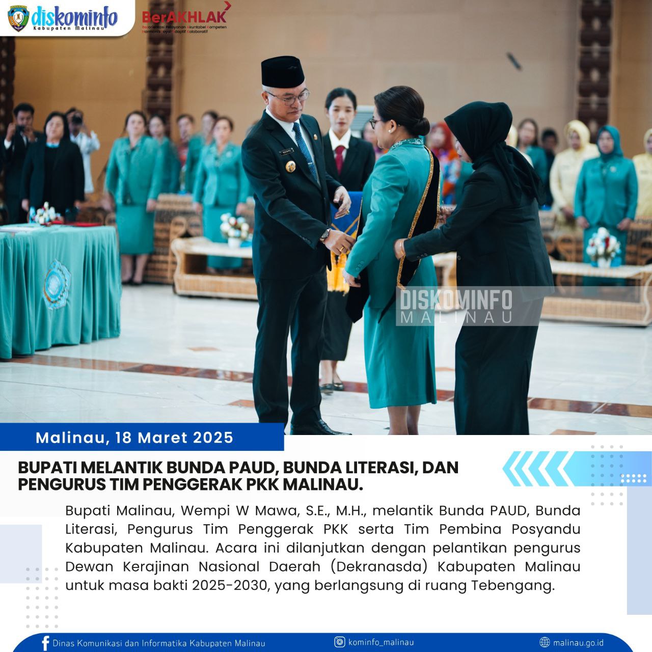 Bupati Melantik Bunda PAUD, Bunda Literasi, Pengurus TP PKK dan Tim Pembina Posyandu Malinau main image