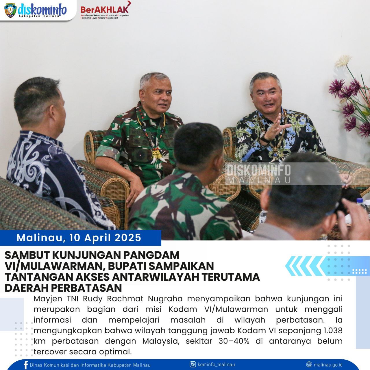 Sambut Kunjungan Pangdam VI/Mulawarman, Bupati Sampaikan Tantangan Akses Antarwilayah Terutama Daerah Perbatasan main image