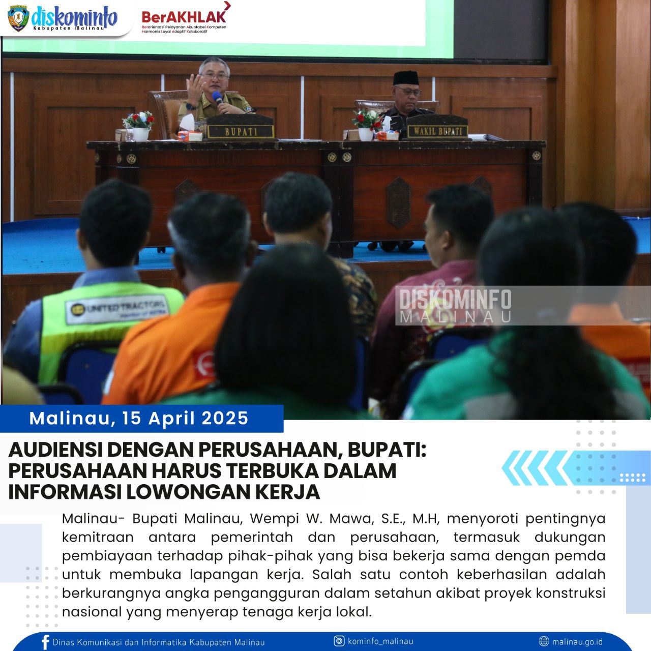 Audiensi Dengan Perusahaan, Bupati: Perusahaan Harus Terbuka dalam Informasi Lowongan Kerja main image