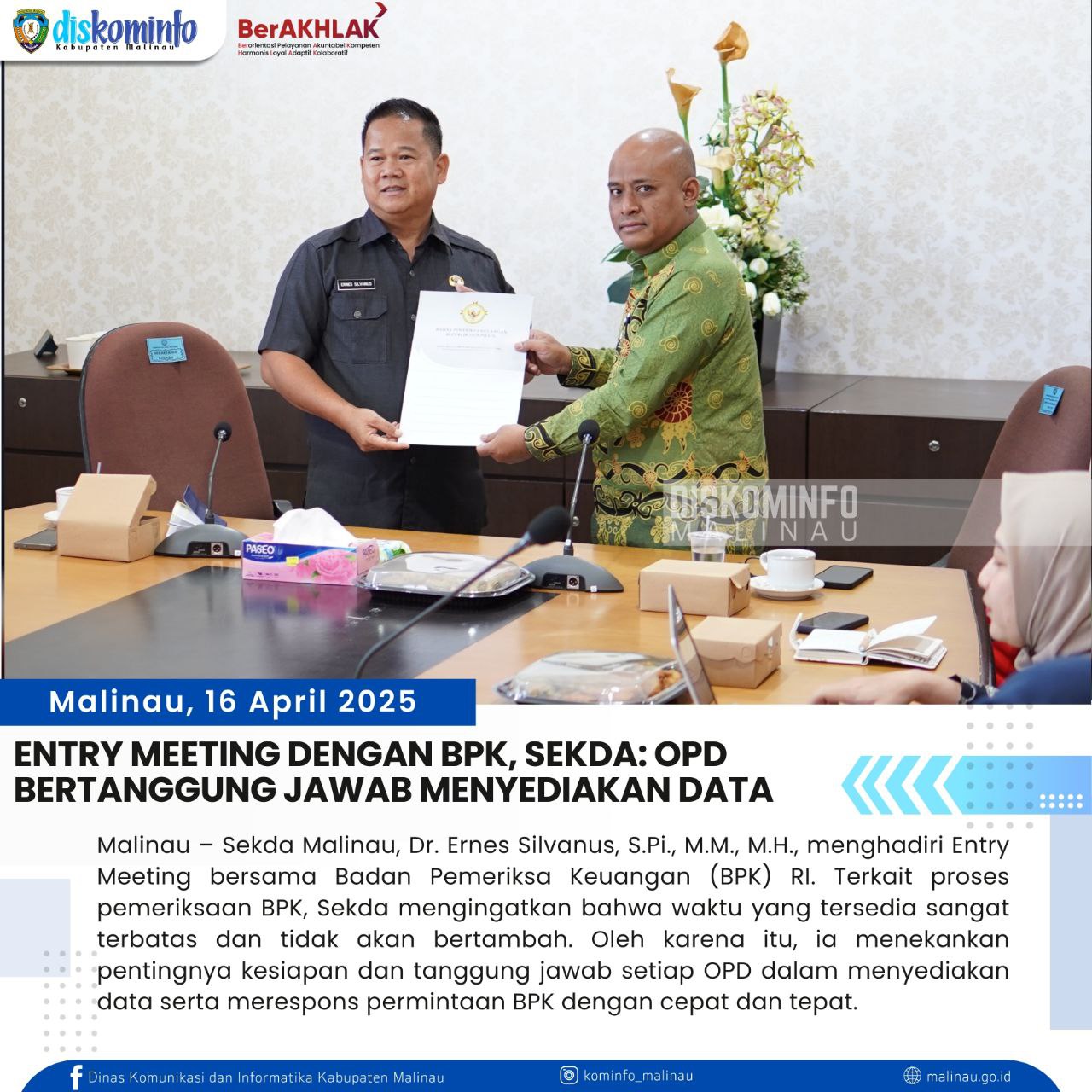 Entry Meeting Dengan BPK, Sekda: OPD Bertanggung Jawab Menyediakan Data main image