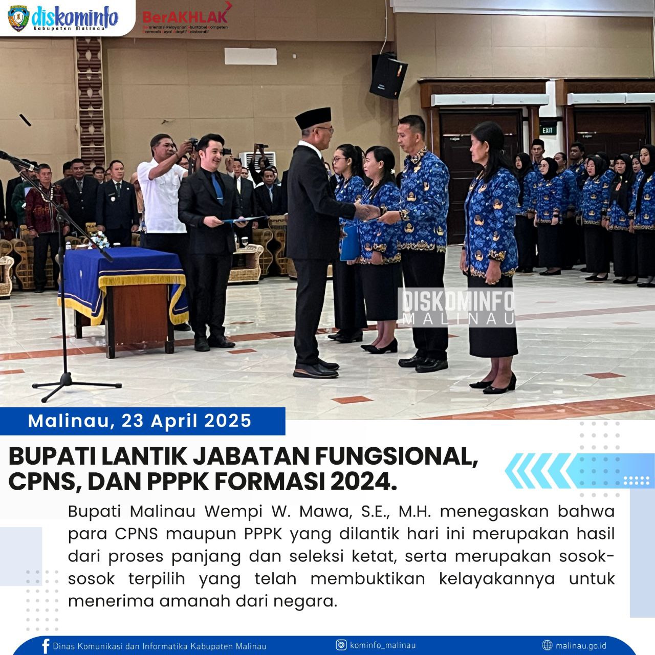Bupati Lantik Jabatan Fungsional, CPNS, dan PPPK Formasi 2024 main image