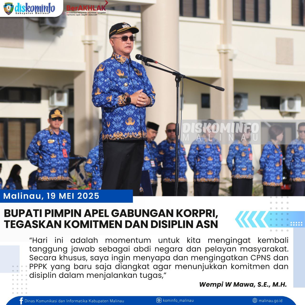 Bupati Pimpin Apel Gabungan Korpri, Tegaskan Komitmen dan Disiplin ASN main image