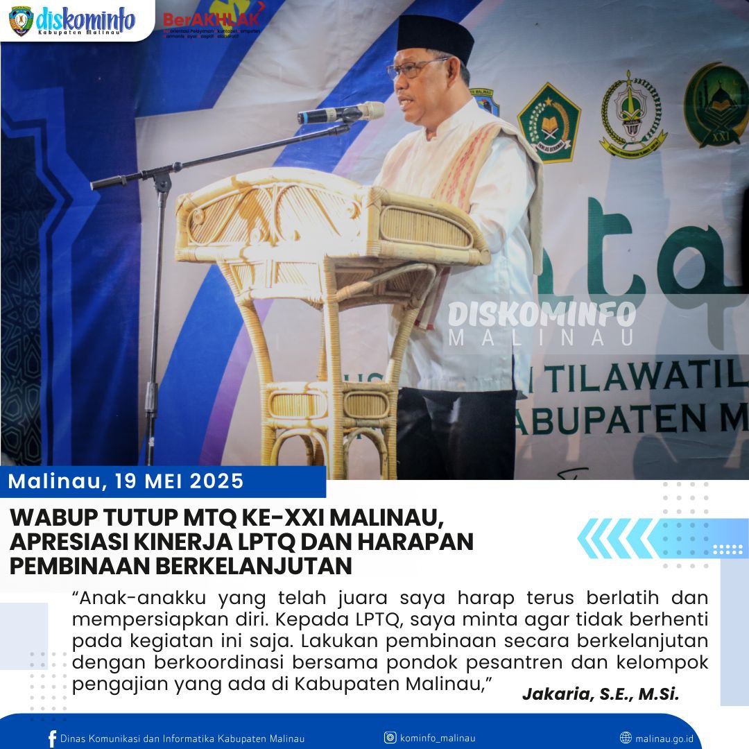 Wabup Tutup MTQ ke-XXI Malinau, Apresiasi Kinerja LPTQ dan Harapan Pembinaan Berkelanjutan main image