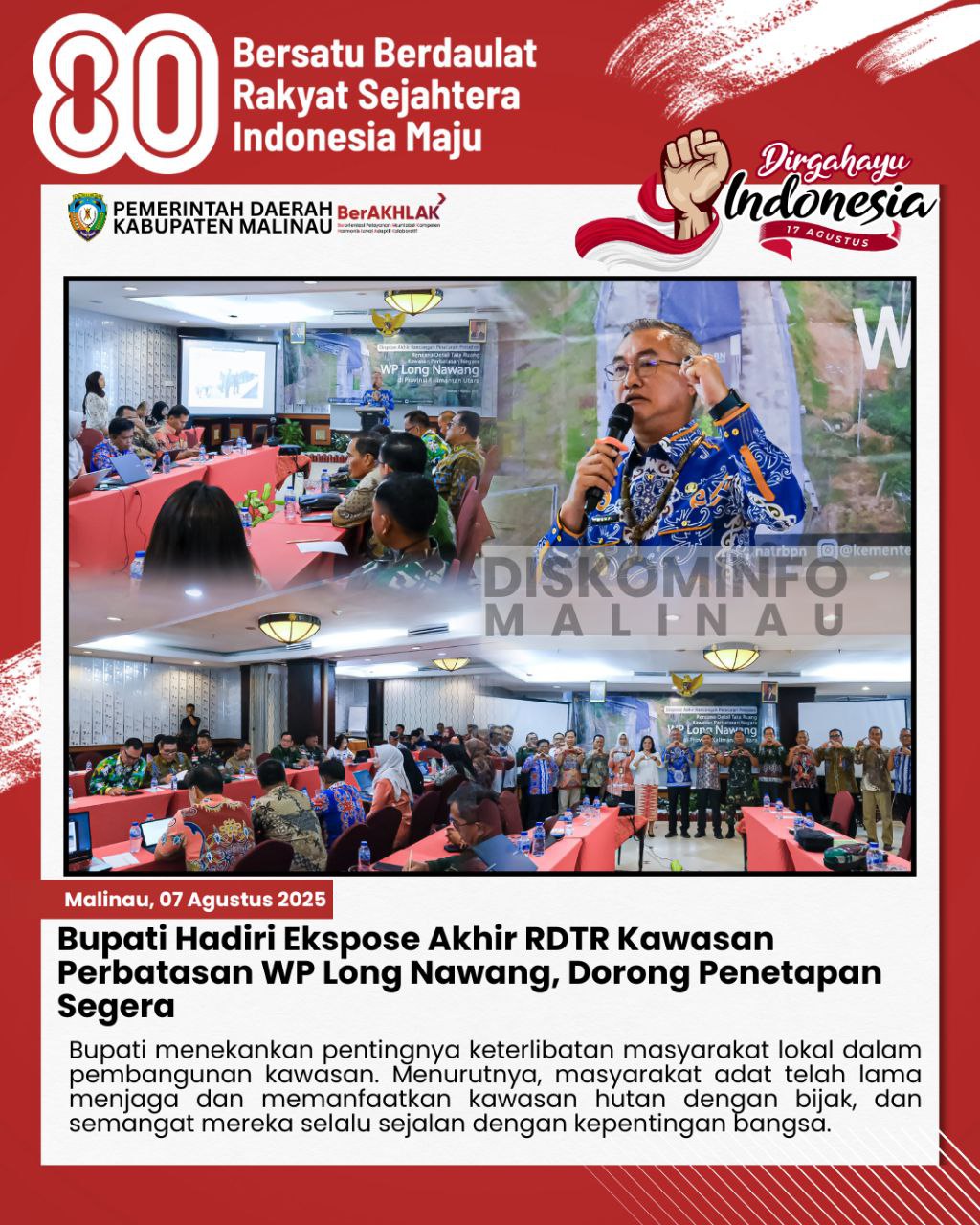 Bupati Hadiri Ekspose Akhir RDTR Kawasan Perbatasan WP Long Nawang, Dorong Penetapan Segera main image