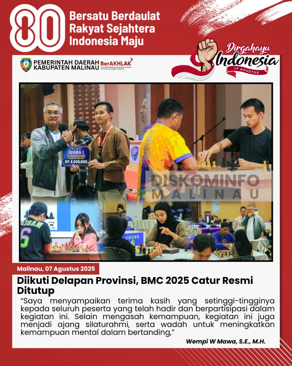 Diikuti Delapan Provinsi, BMC 2025 Catur Resmi Ditutup main image