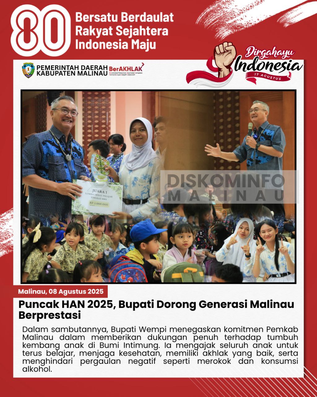 Puncak HAN 2025, Bupati Dorong Generasi Malinau Berprestasi main image