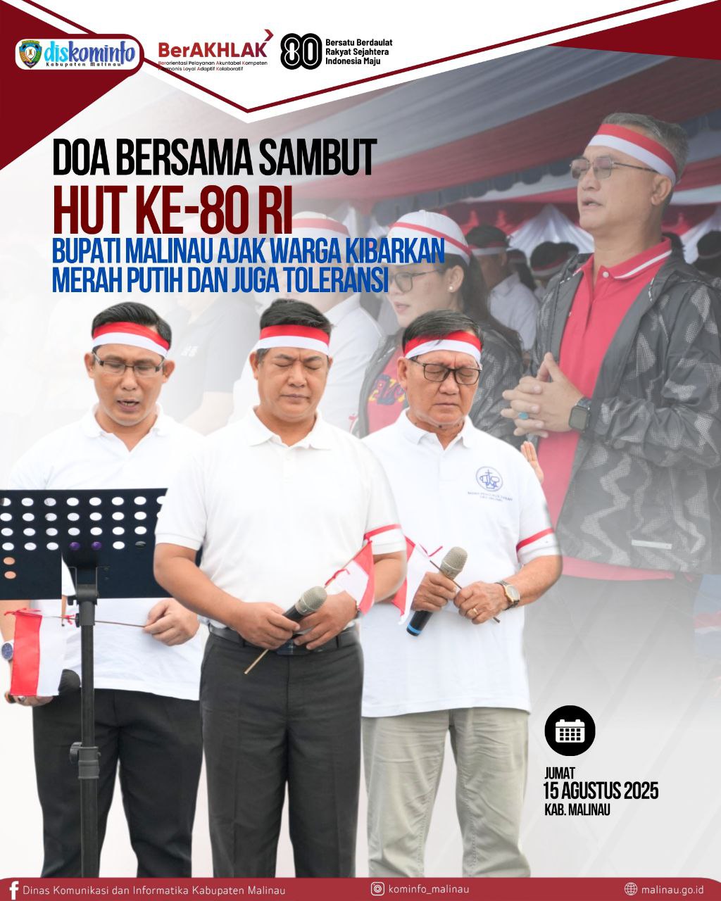 DOA BERSAMA SAMBUT HUT KE-80 RI, BUPATI MALINAU AJAK WARGA KIBARKAN MERAH PUTIH DAN JAGA TOLERANSI. main image