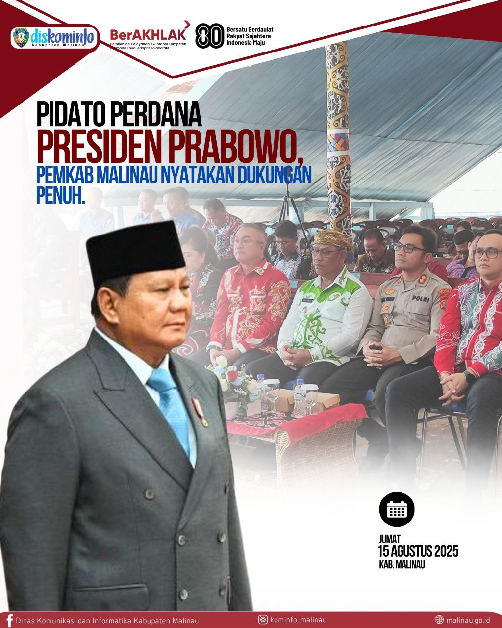 Pidato Perdana Presiden Prabowo, Pemkab Malinau Nyatakan Dukungan Penuh main image