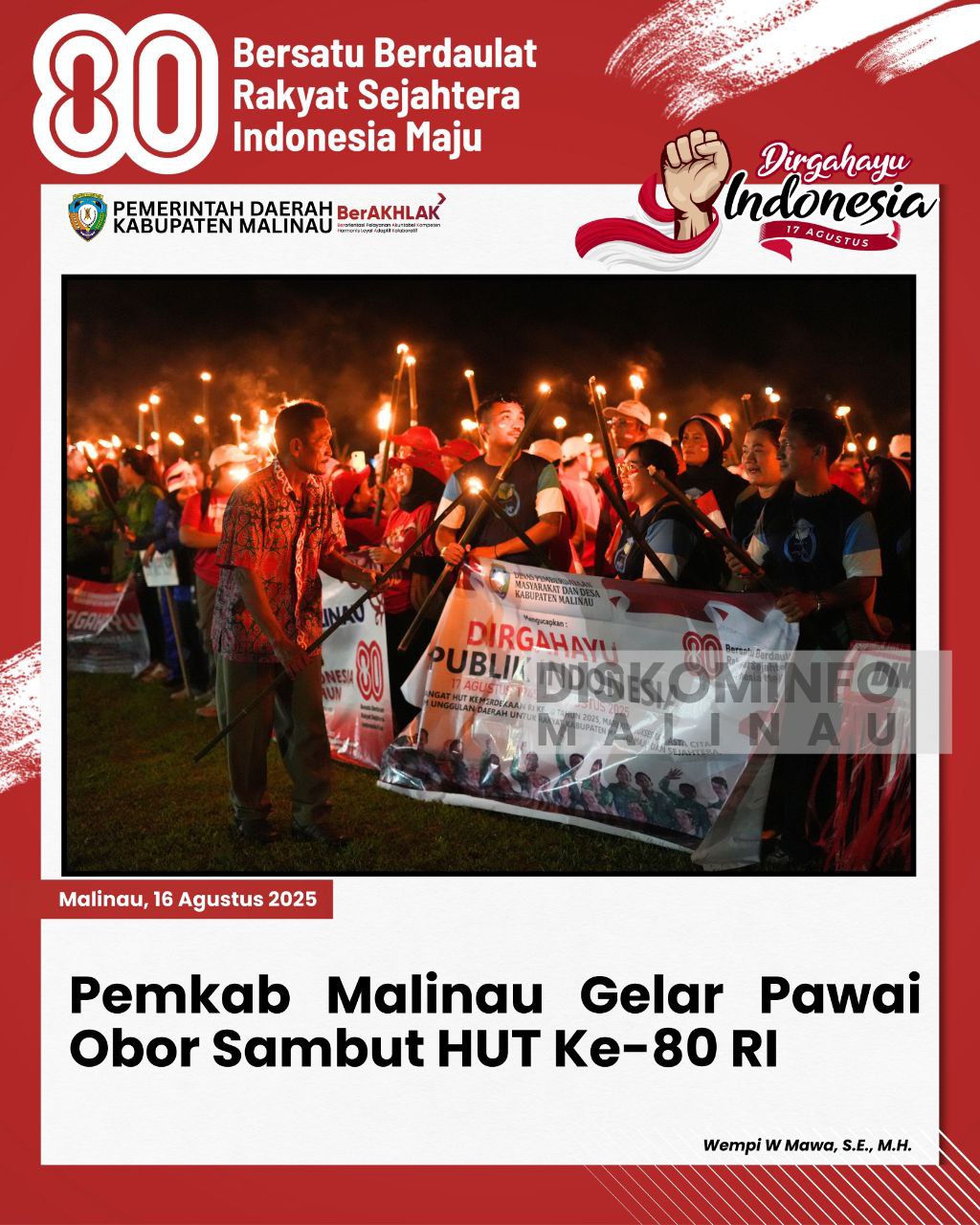 Pemkab Malinau Gelar Pawai Obor Sambut HUT ke-80 RI main image