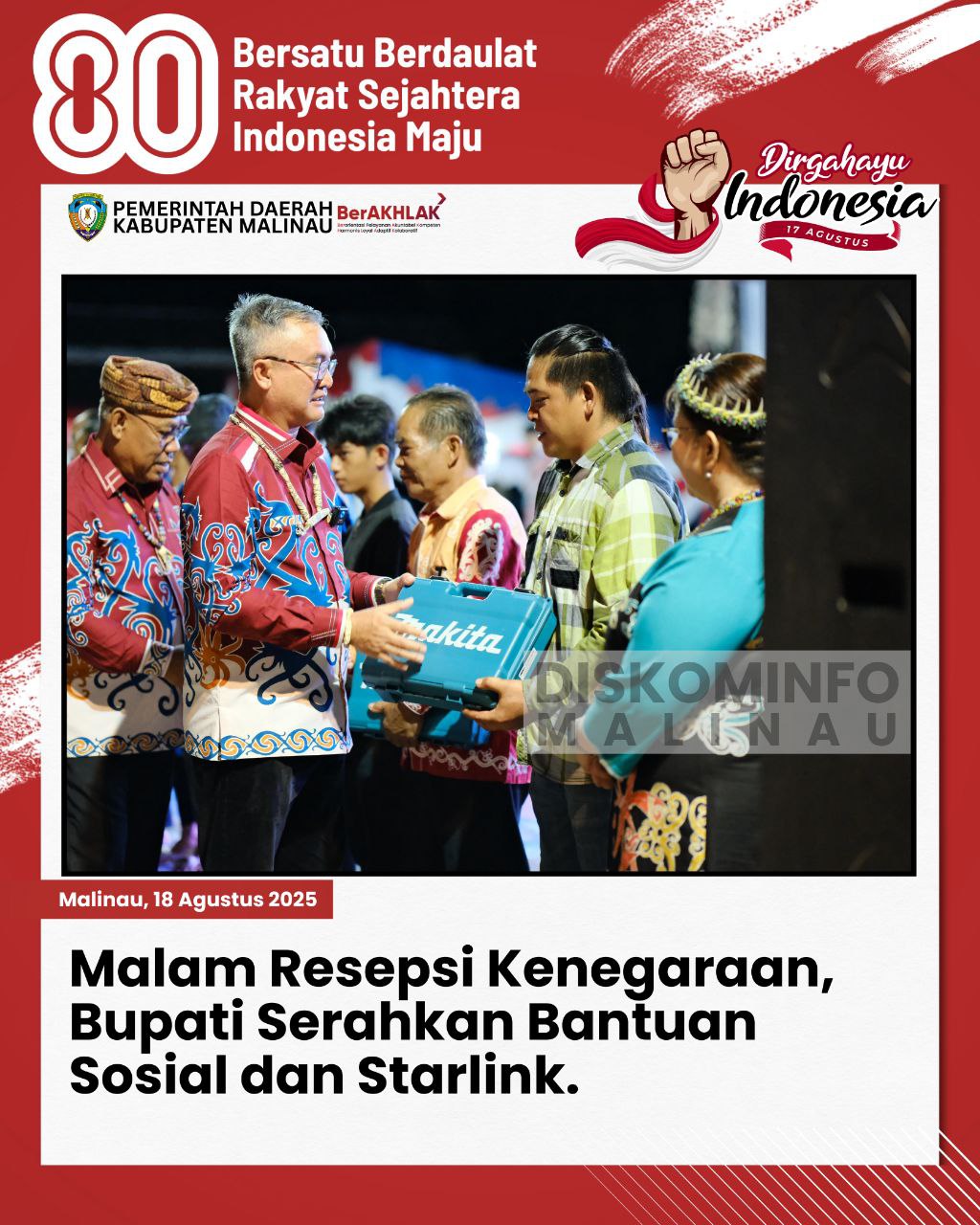 Malam Resepsi Kenegaraan, Bupati Serahkan Bantuan Sosial dan Starlink untuk Kecamatan main image