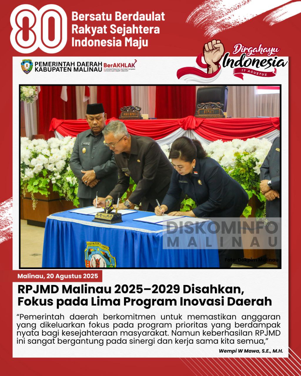 RPJMD Malinau 2025–2029 Disahkan, Fokus pada Lima Program Inovasi Daerah main image