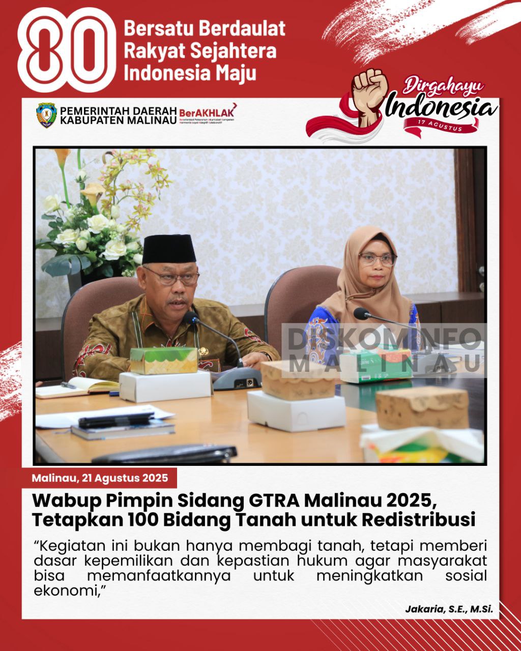 Wabup Pimpin Sidang GTRA Malinau 2025, Tetapkan 100 Bidang Tanah untuk Redistribusi main image