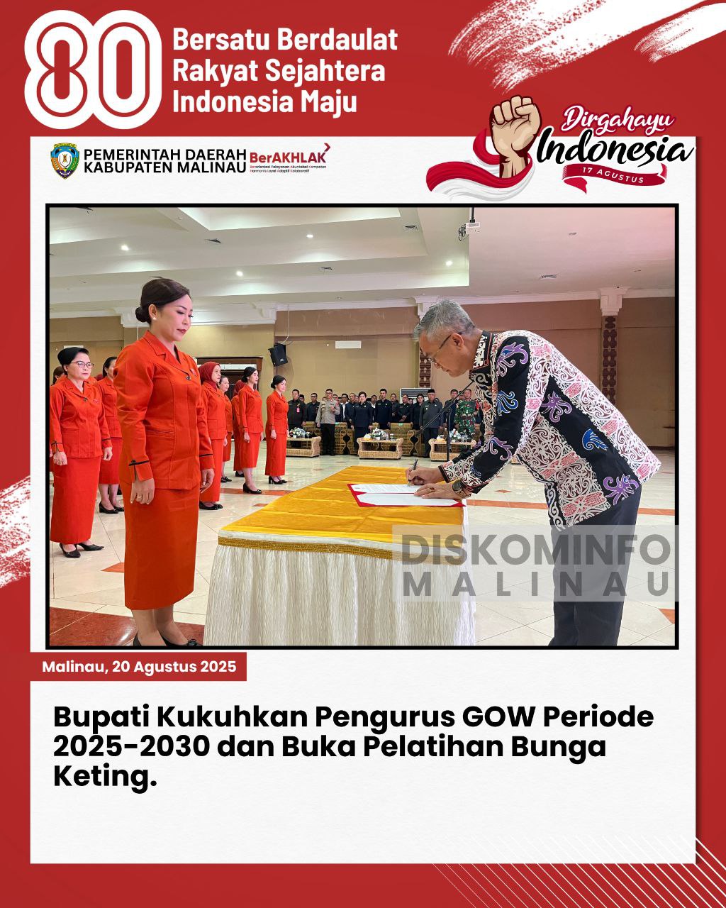Bupati Kukuhkan Pengurus GOW Periode 2025–2030 dan Buka Pelatihan Bunga Keting main image