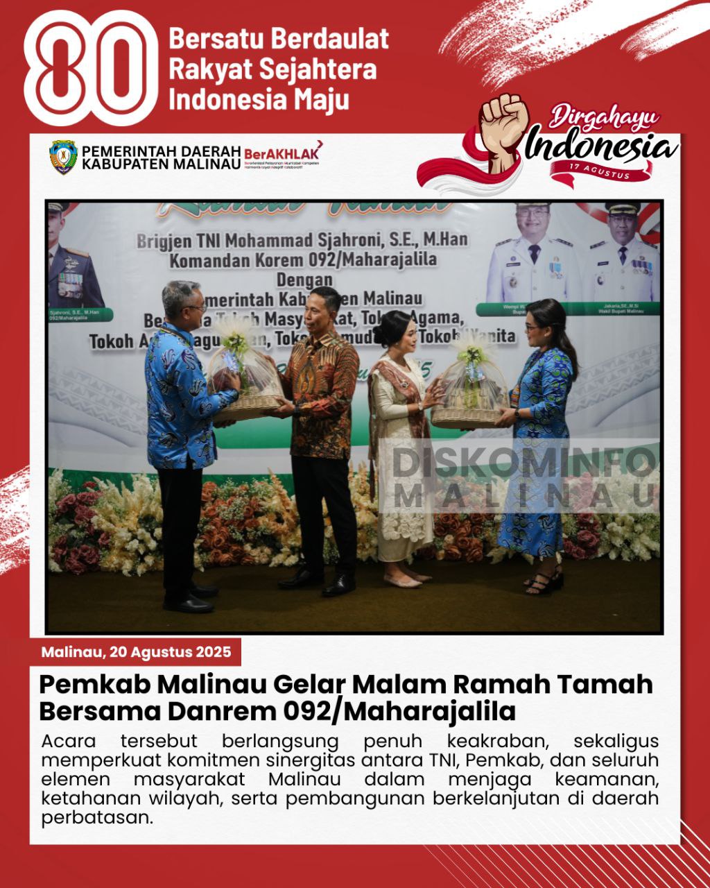 Pemkab Malinau Gelar Malam Ramah Tamah Bersama Danrem 092/Maharajalila main image