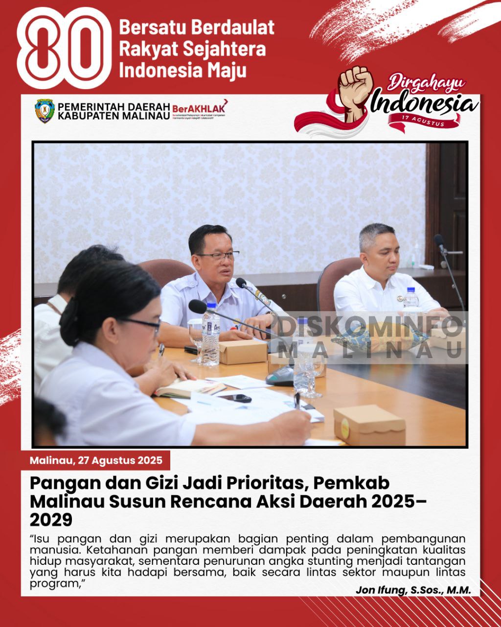 Pangan dan Gizi Jadi Prioritas, Pemkab Malinau Susun Rencana Aksi Daerah 2025–2029 main image