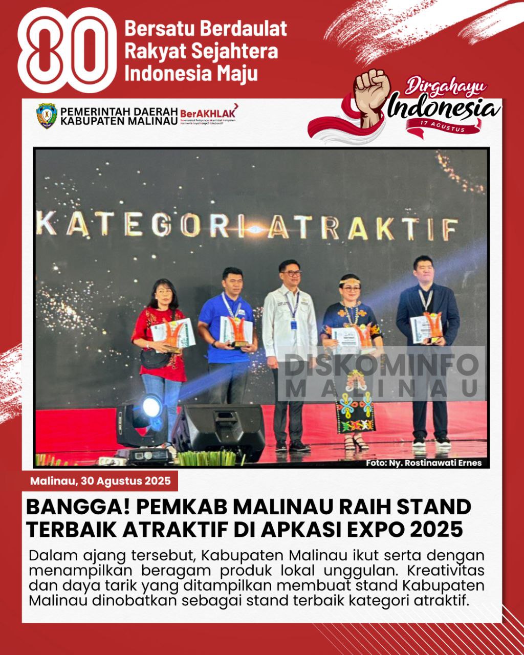 Bangga! Pemkab Malinau Raih Stand Terbaik Atraktif di Apkasi Expo 2025 main image