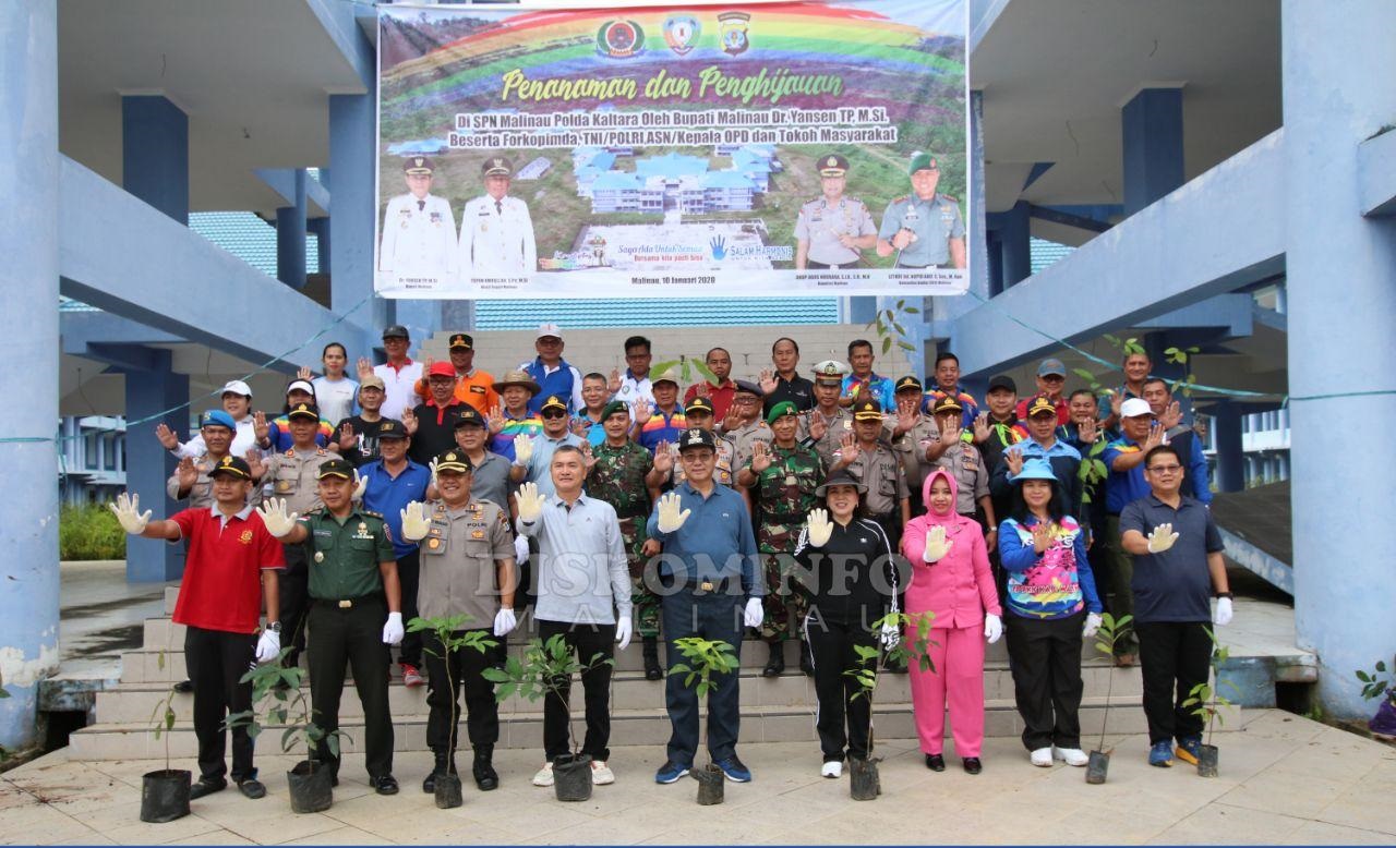 Program Polri Peduli Penghijauan, Bupati dan Polres Malinau Tanam 492 Pohon di SPN Malinau