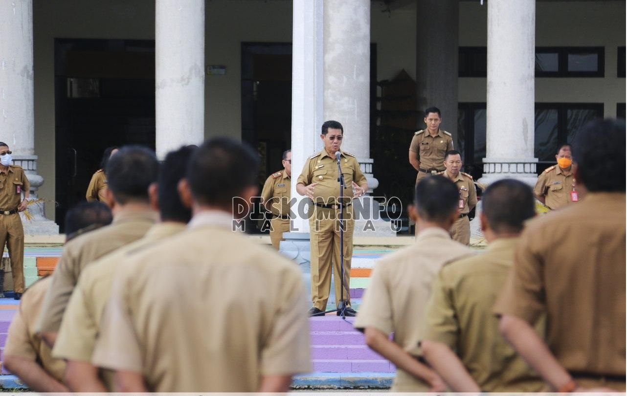 Pimpin Apel Pagi ASN, Bupati Sampaikan Jangan Remehkan Himbauan Pemerintah Mengenai Covid-19