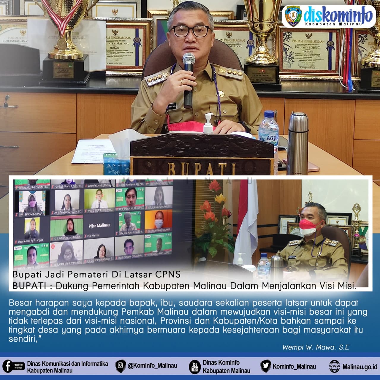 Jadi Pemateri Di Latsar CPNS, Bupati : Dukung Pemkab Malinau Dalam Menjalankan Visi-Misinya