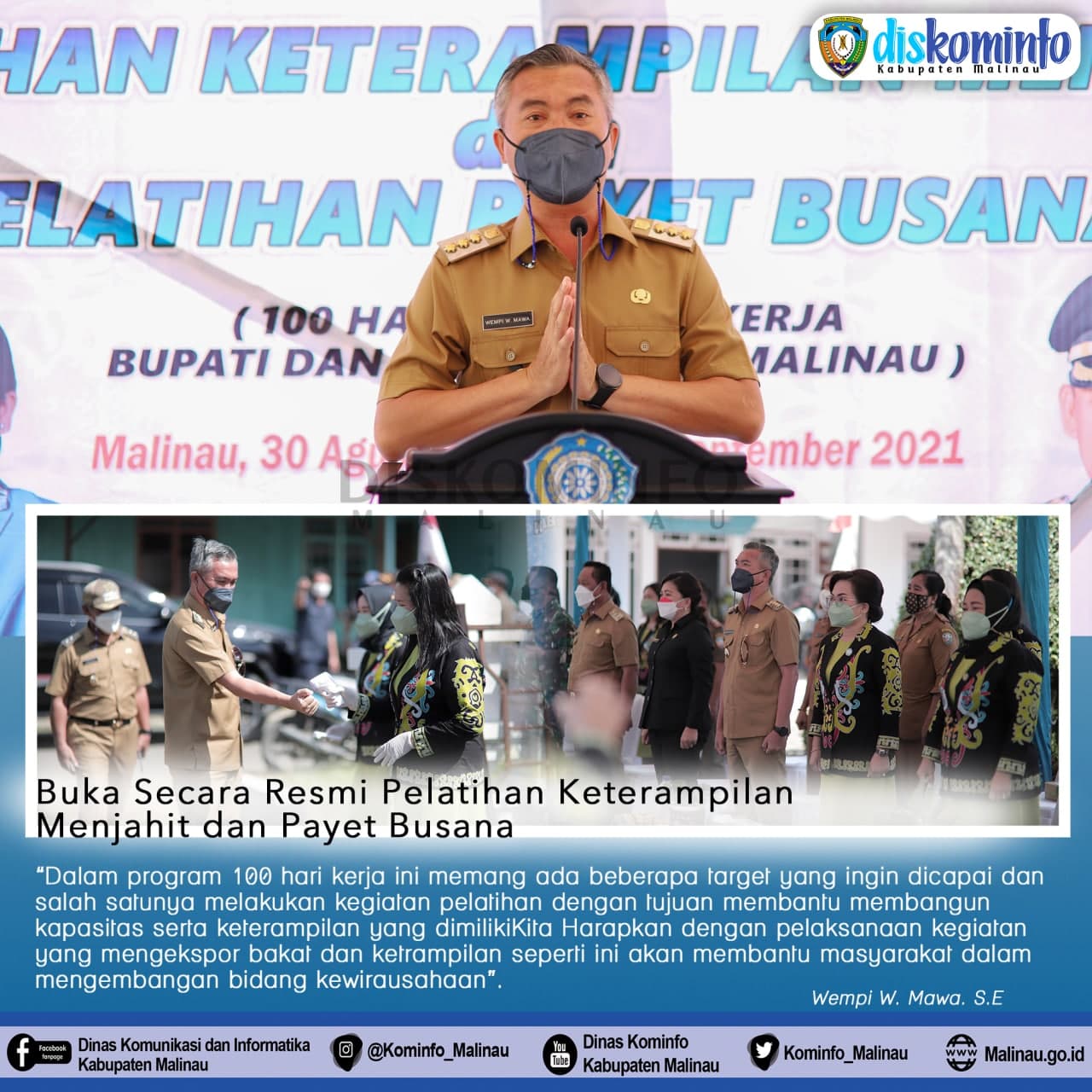 Bupati Buka Secara Resmi Pelatihan Keterampilan Menjahit dan Pelatihan Payet Busana