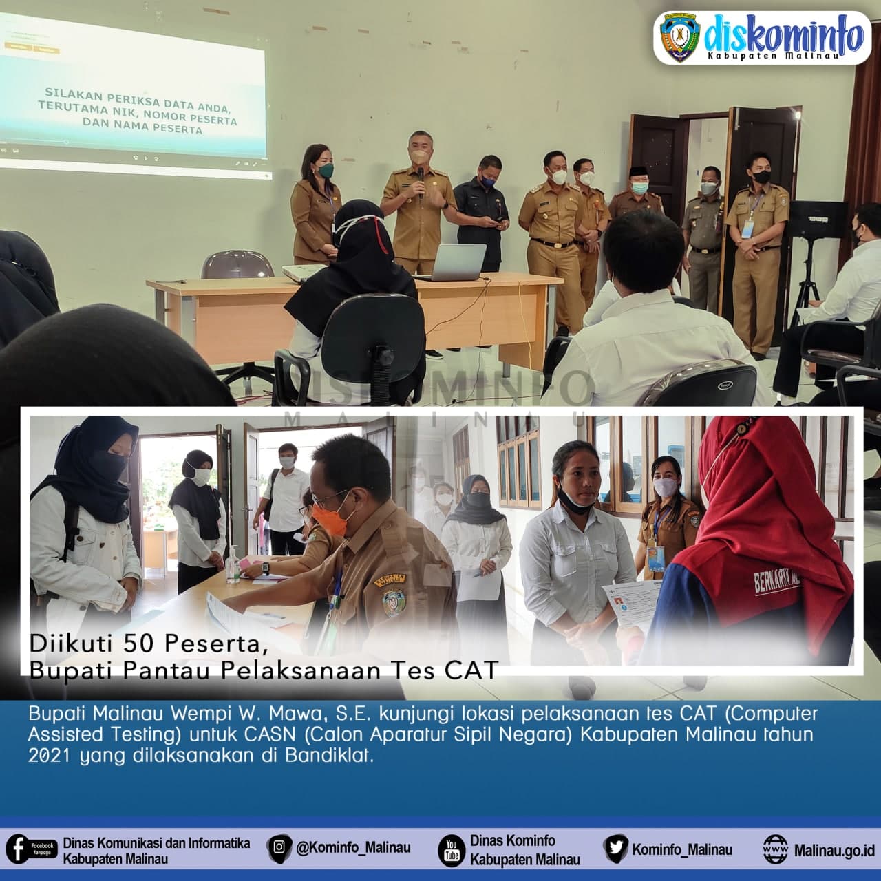 Diikuti 50 Peserta, Bupati Pantau Pelaksanaan Tes CAT