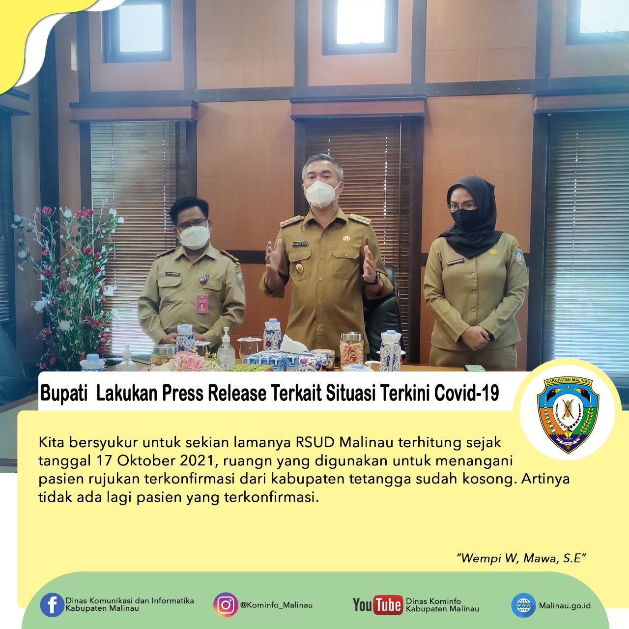 Bupati Lakukan Press Release Terkait Situasi Terkini Covid-19