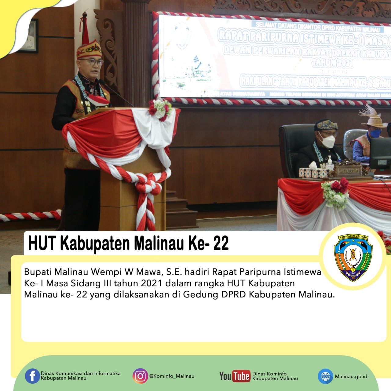 HUT Kabupaten Malinau Ke-22, Bupati Hadiri Rapat Paripurna Istimewa
