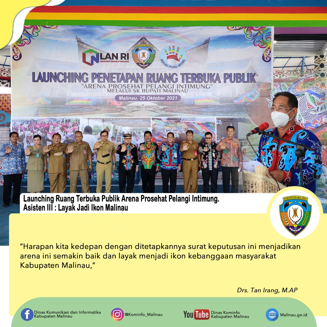 Launching Ruang Terbuka Publik Arena Prosehat Pelangi Intimung, Asisten III : Layak Jadi Ikon Malinau
