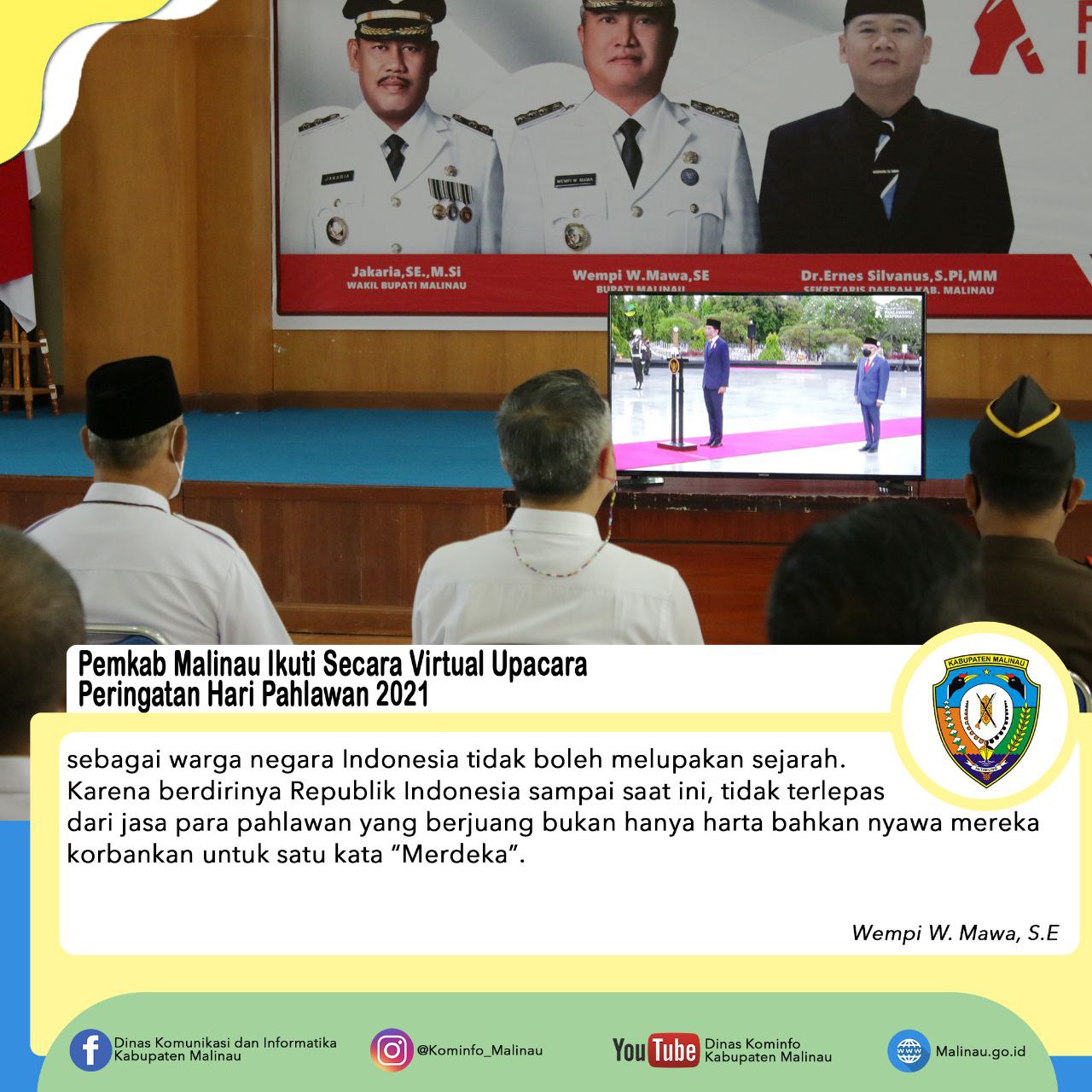 Pemkab Malinau Ikuti Secara Virtual Upacara Peringatan Hari Pahlawan 2021