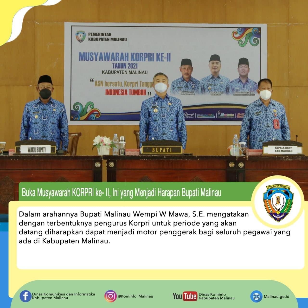 Buka Musyawarah KORPRI ke- II, Bupati Harapkan Keteladanan dan Profesional Pelayanan