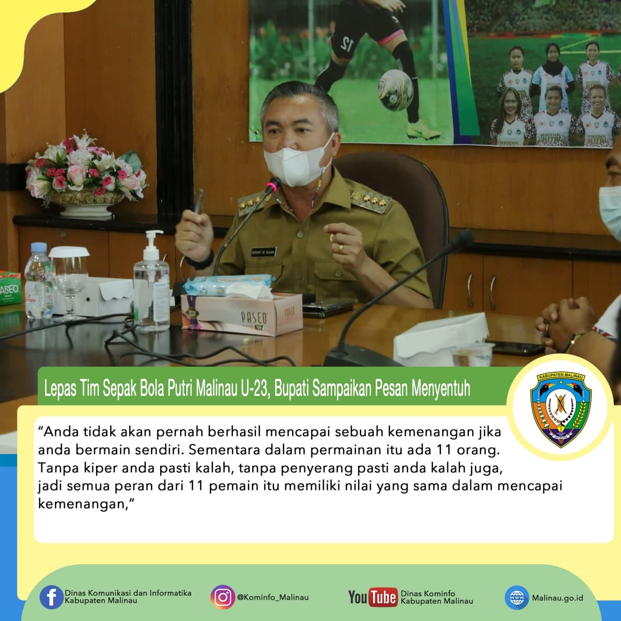 Lepas Tim Sepak Bola Putri Malinau U-23, Bupati Sampaikan Pesan