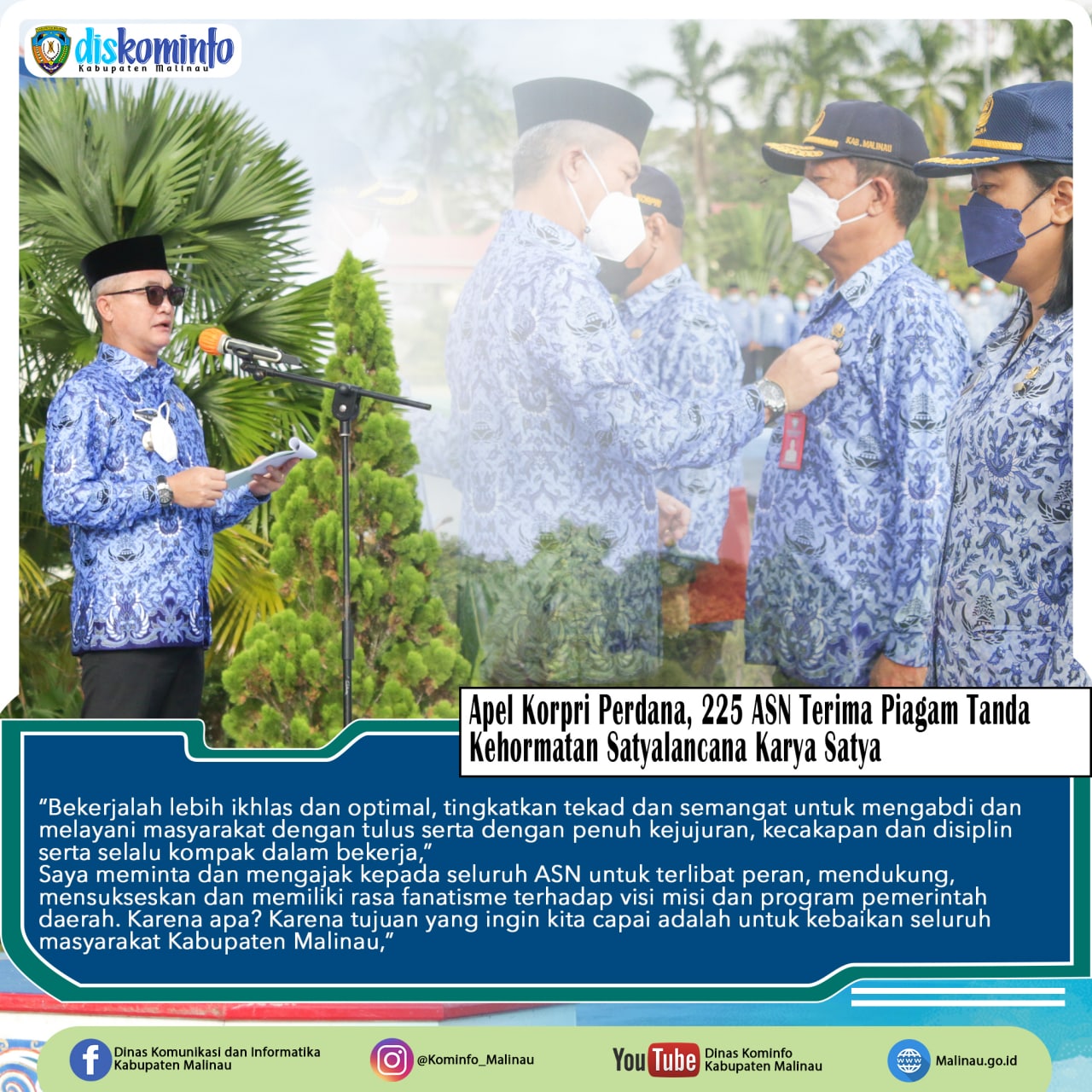 Apel Korpri Perdana, 225 ASN Terima Piagam Tanda Kehormatan Satyalancana Karya Satya