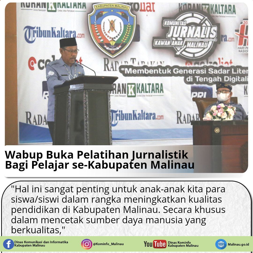 Wabup Buka Pelatihan Jurnalistik Bagi Pelajar se-Kabupaten Malinau