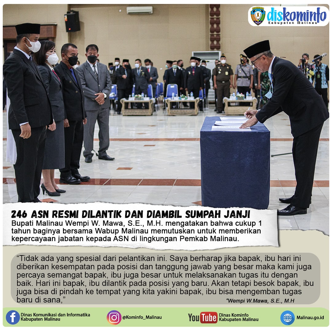Resmi 246 ASN Dilantik dan Diambil Sumpah Janji