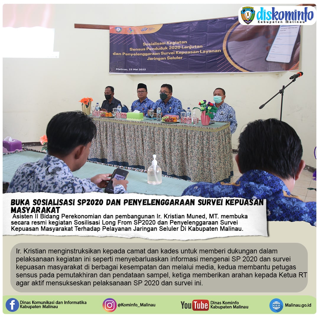 Asisten II Buka Sosialisasi SP 2020 dan Penyelenggaraan Survei Kepuasan Masyarakat Terhadap Pelayanan Jaringan Seluler