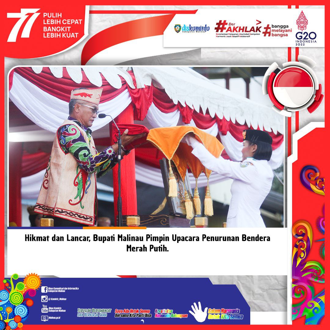 Hikmat dan Lancar, Bupati Malinau Pimpin Upacara Penurunan Bendera Merah Putih