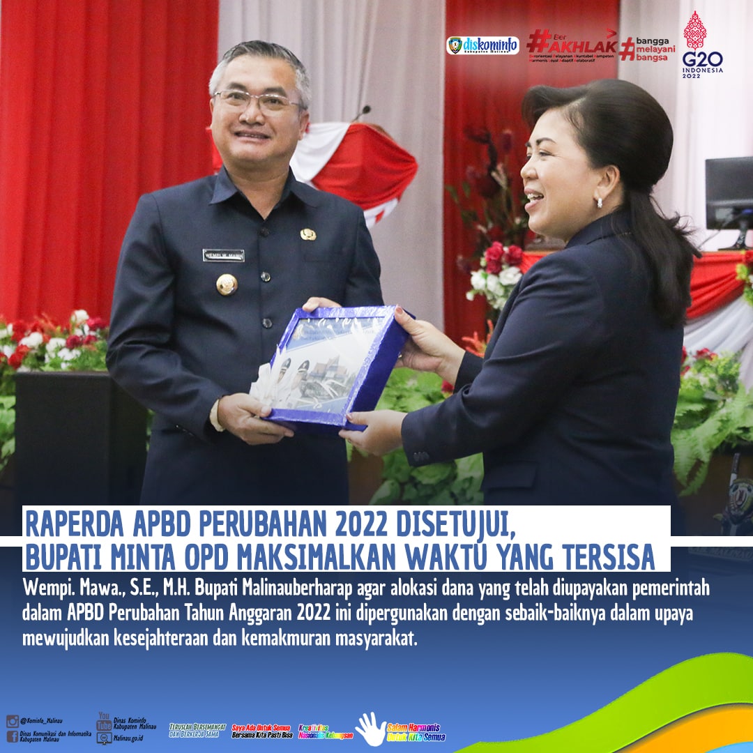 Raperda APBD Perubahan 2022 Disetujui, Bupati Minta OPD Maksimalkan Waktu yang Tersisa