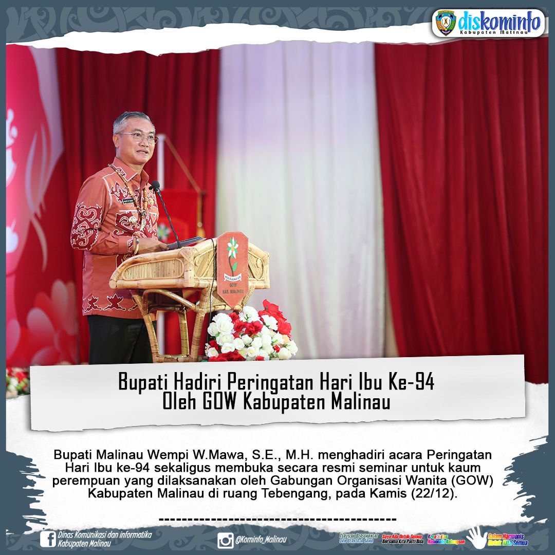 Bupati Hadiri Peringatan Hari Ibu Ke-94 Oleh GOW Kabupaten Malinau