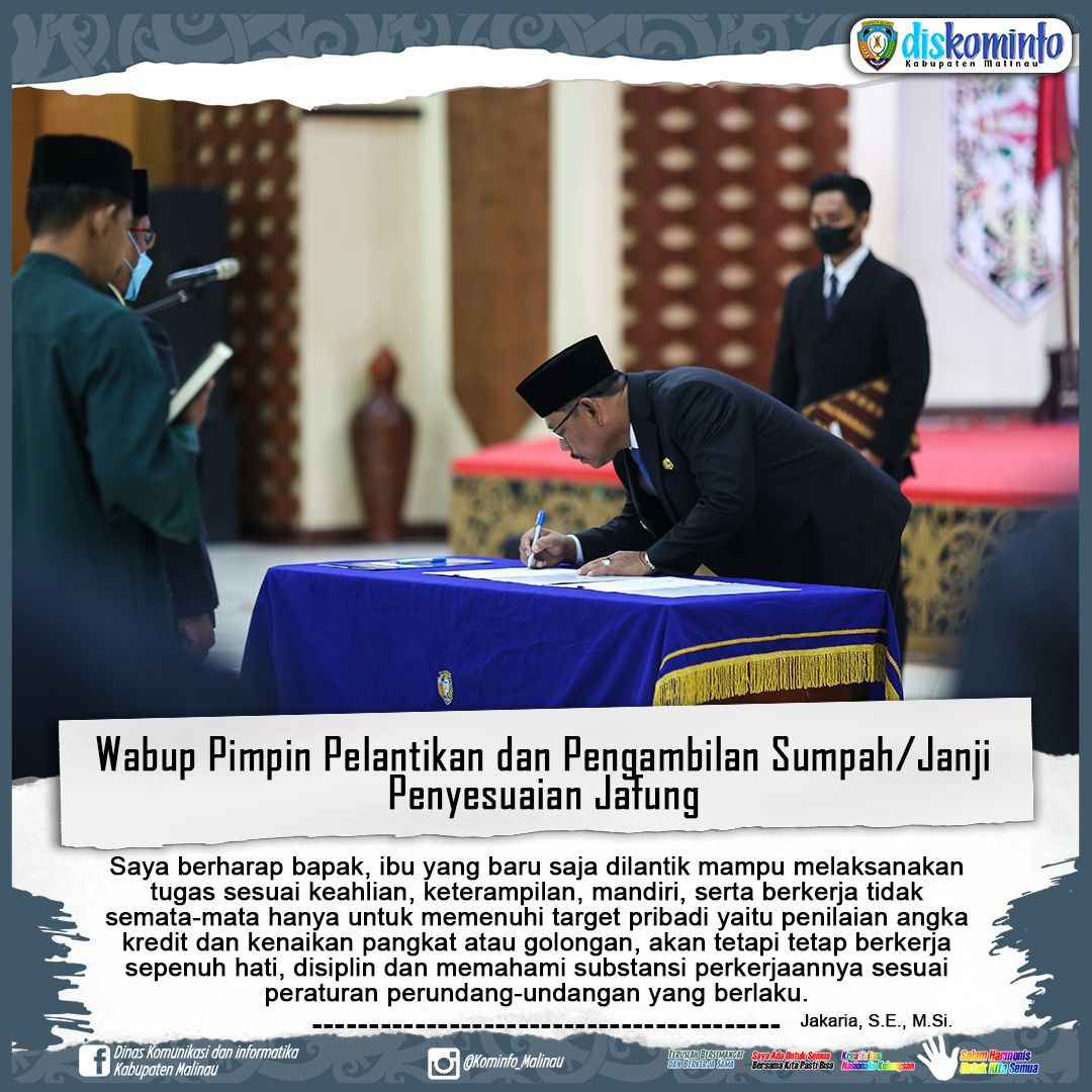 Wabup Pimpin Pelantikan dan Pengambilan Sumpah/Janji Penyesuaian Jafung