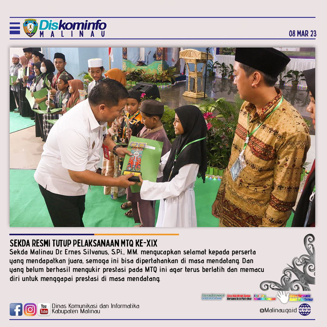 Sekda Resmi Tutup Pelaksanaan MTQ Ke-XIX