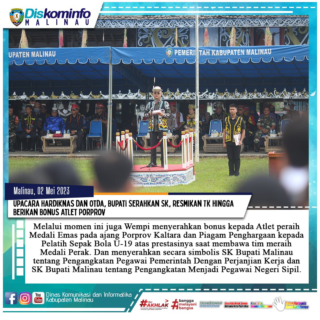 Upacara Hardiknas dan Otda, Bupati Serahkan SK, Resmikan TK hingga Berikan Bonus Atlet Porprov